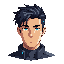 pixel anime style face close up of man cyberpunk style