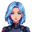 pixel anime style face close up of woman cyberpunk style