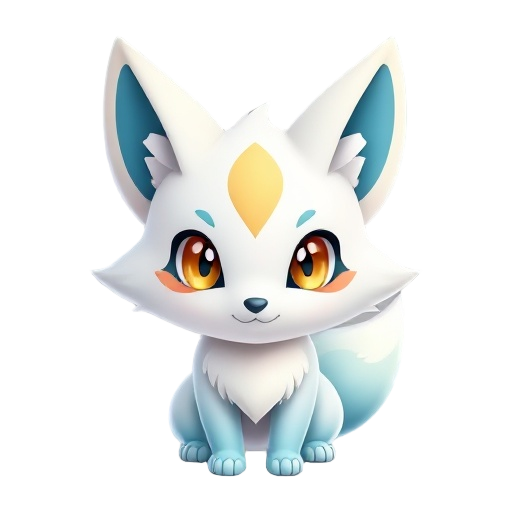 cute white blue gold fox pokemon pet