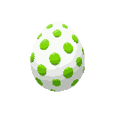white egg with green dots