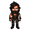 create a true 48×48 pixel-art game sprite inspired by a rugged post-apocalyptic survivor with recognizable visual traits similar to daryl dixon, without replicating any real actor’s face.   the sprite must be pixel-perfect (48×48 resolution), with no upsc