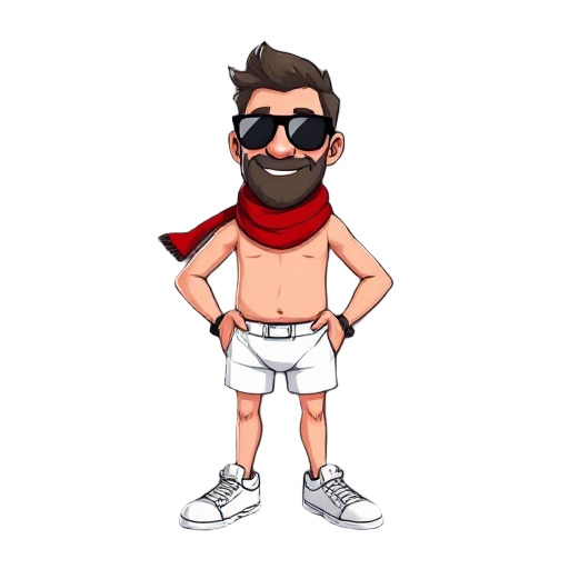hunter biden in white underwear with sunglasses, a red scarf, and white sneakers