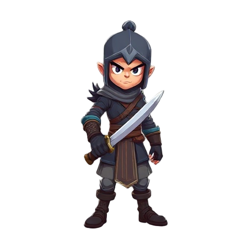 create a character for a platform game, in the style of grand chase, where the character will be a swordsman.
