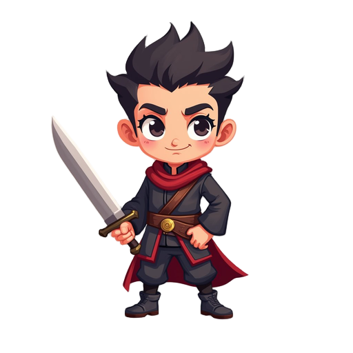 create an idle sprite for a character in a platform game, in the style of grand chase, where the character will be a swordsman.