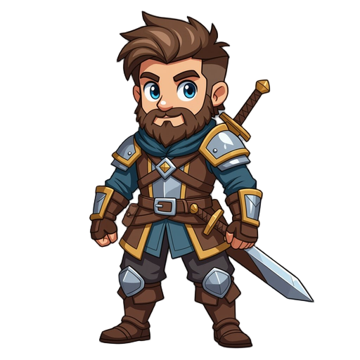 create an idle sprite for a character in a platform game, in the style of grand chase, where the character will be a swordsman.