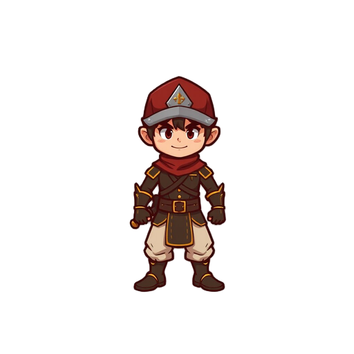create an idle sprite for a character in a platform game, in the style of grand chase, where the character will be a swordsman.