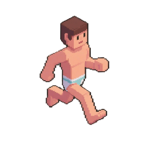 gere a sprite de um humano de cueca andando para o sul