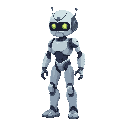 make an humant, that have a human-like robot with realistic proportions, smooth metal skin in down parts and normal skin in upwards parts, expressive glowing eyes, and subtle facial features. walking left with natural motion, retro game style, clean shadi