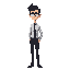 tall slender guy with a slender face with glasses and dark themed. should have a shirt and a tie with trousers. 