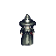 a mage hero, gray long robes, magical staff and a hat