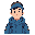  male, tundra theme. blue winter clothes, cold-weather details, simple shading, clean silhouette