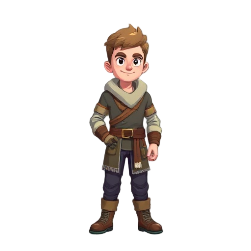 male pixel character with fullbody winther clothes 