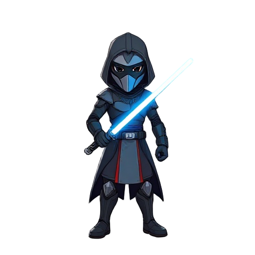 star wars universum charachter with one blue lightsaber