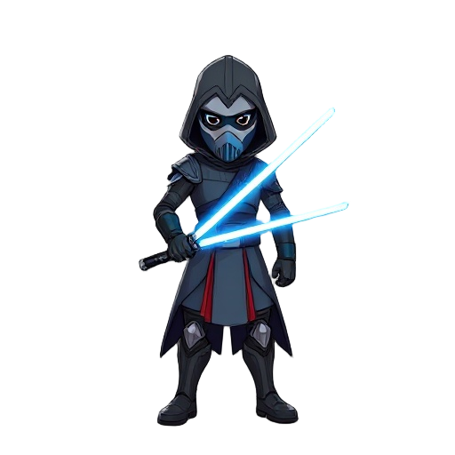 star wars universum charachter with blue lightsaber