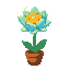 a flower or plant with an electricity/lightning theme and blue/yellow color scheme. make the flower in a terracotta pot.