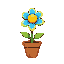 a flower or plant with an electricity/lightning theme and blue/yellow color scheme. make the flower in a terracotta pot.