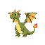 generate a 2d sprite of a dragon with two wings and a fire tail.