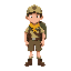 a scout with a backpack on his back
