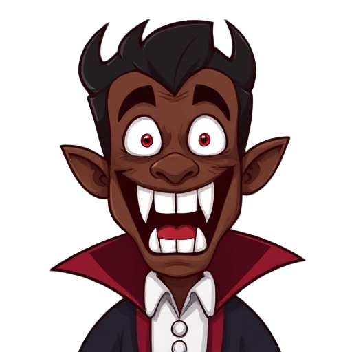 a african american vampire with fangs in his teeth
