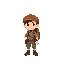 1 explorer, with a beret and a backpack, 2d pixel chibi