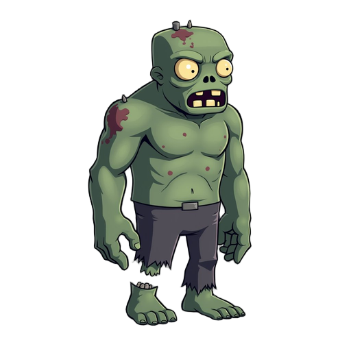 big zombie, broken left leg, pixel game, east side view