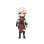 a joung swordman elf, female, white hair