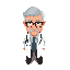 2d pixel-art game character. our character is full body top-down perspective old, gray short hair doctor. he has a glasses and also wearing a shirt with tie. 