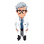 our character is full body top-down perspective old, gray short hair doctor. he has a glasses and also wearing a shirt with tie. 
