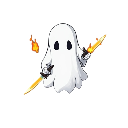 ghost with dual wielded swords that are on fire