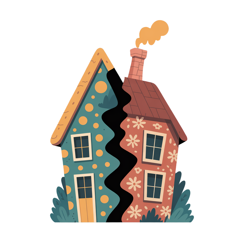 una casa dividida en facciones