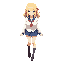 gyaru girl, large breasts with cleavage, schoolgirl outfit, blue skirt, blue eyes, blonde hair, tan skin