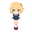 gyaru girl, large breasts with cleavage, schoolgirl outfit, blue skirt, blue eyes, blonde hair, tan skin