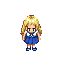 gyaru girl, large breasts with cleavage, schoolgirl outfit, blue skirt, blue eyes, blonde hair, tan skin