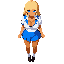 gyaru girl, large breasts with cleavage, schoolgirl outfit, blue skirt, blue eyes, blonde hair, tan skin