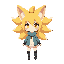create character like fox girl with nine tails, yellow fur, teen chibi