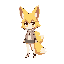 create character like fox girl with nine tails, yellow fur, teen chibi