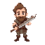 warrior man, brown hair, holding wooden sword, vibe viking