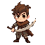 warrior man, brown hair, holding wooden sword, vibe asia