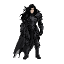 dark fantasy hero dark knight in detroyed armor with long dark hair