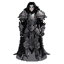 dark fantasy hero dark elfe in armor knight with long dark hair