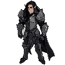 dark fantasy hero dark elfe in armor knight with long dark hair