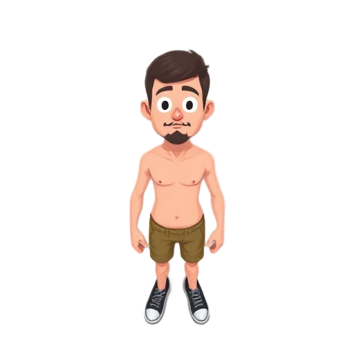 um personagem humano sem roupas, topdown