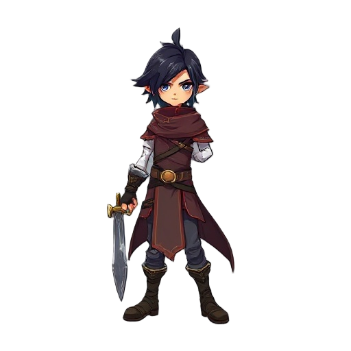 sorcerer, black hair, tall, with weapon