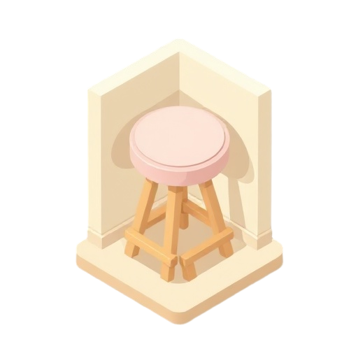 cute isometric game asset of bar stool for a cozy animal cafe, rounded soft shapes, chibi proportions, pastel colors (cream, light brown, mint, pink), simple cartoon style, kawaii aesthetic, wood and soft materials, friendly look, top-down isometric 3/4 v