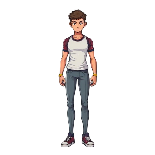 create a tall, full-sized pixel-art character with the exact same proportions and silhouette as shown: a slim, athletic adult body, long legs, long arms, and a tall stance.  do not make the character short, small, chibi, or child-like. keep the proportion