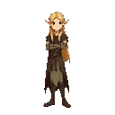 standar wizard male elf body with  pointed ears visible, elegant posture, long blond hair. no clothes, no background, just the body with the skin and hair.