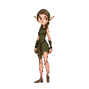standar wizard elf body with  pointed ears visible, elegant posture, long braided hair. no clothes, no background, just the body with the skin and hair.