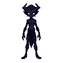  fantasy humanoid character, full body, front view, standing pose, no clothes, simplified anatomy but readable, race: drow — slim silhouette, dark purple or black skin palette, silver eyes, long pointed ears, faint rune marks, iconic silhouette, no backgr