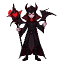 vampire mage, front view, stellar blood regalia in dark velvet and ruby inlays. holds dragon-heart wand pulsing with molten crimson veins. blood mist spirals like living ink, ruby sparks, deep reds and black contrasts, eerie crimson glow from chest, no ba