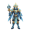 reality-guardian aasimar, front view, armored in ethereal plates of transparent starlight and shimmering fractal crystal. armor shifts colors—azure, gold, white—like living aurora. holds the ‘wand of primordial creation’, a spiraled artifact containing a 
